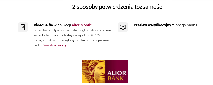 W Alior Banku tożsamość potwierdzisz na dwa sposoby